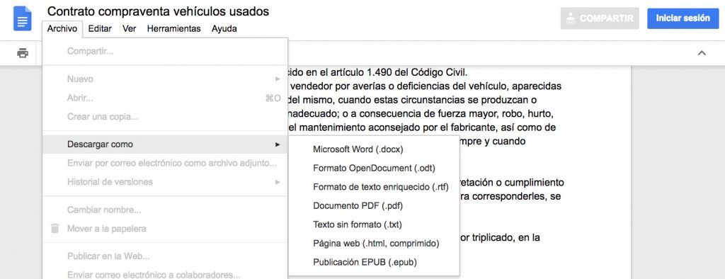 contrato compraventa vehiculo