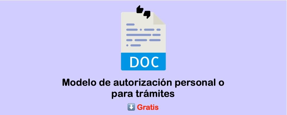 Modelo de autorización personal o para trámites descargar gratis